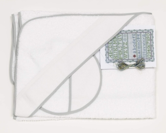 Ti TIN |2er Pack- Baby-Badehandtuch mit Kapuze + Lätzchen zum Besticken, 100x100 cm | 100% Baumwolle, sehr weicher Frottee-Stoff, DIY, Farbe weiß