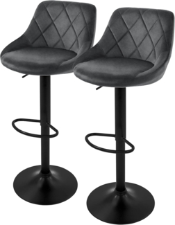 ML-DESIGN Barhocker Gepolsterter Barstuhl mit Rückenlehne und Fußstütze, 360° drehbar (2 St), Drestuhl höhenverstellbar 62-82 cm, Grau, Bezug aus Samt