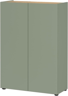Lomadox Schuhschrank ABURI-01 in grün mit Eiche, grifflos, 2-türig, 74 cm breite
