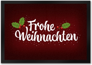 speecheese Fußmatte Frohe Weihnachten Fußmatte mit Blätter und Beeren Motiv Winter Advent