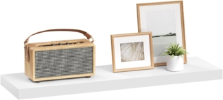 eSituro Wandregal, schwebendes Regal für Wandmontage, Schweberegal Hängeregal Wandbrett im Wohnzimmer Schlafzimmer Küche Badezimmer, weiß modern, MDF, 90 x 3,8 x 22,9 cm