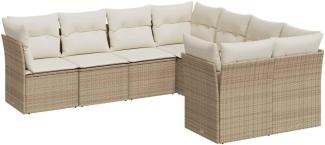 vidaXL 8-tlg. Garten-Sofagarnitur mit Kissen Beige Poly Rattan 3218588