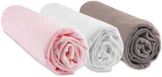 3 Spannbetttücher Bambus – 60x120 – Rosa Weiß Taupe