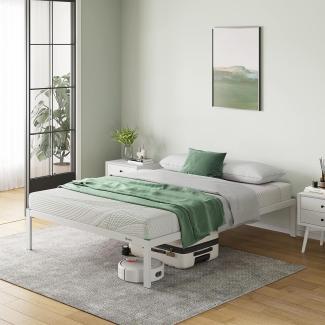 Novilla Bettgestell Metallbett 180x200 cm mit Lattenrost Metallrahmenbett Bettgestell mit Kopfteil-Design Ehebett Gästebett Weiß