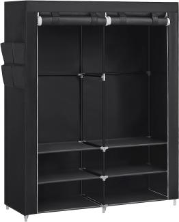 SONGMICS Stoffschrank, Kleiderschrank, 45 x 127 x 176 cm, 2 Hängefächer, mit Ablagen, 4 Seitentaschen, viel Platz, für Schlafzimmer, Wohnzimmer, schwarz RYG008B02