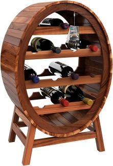 Casaria Weinregal Weinfass, für 12 Flaschen Akazie Holz Massiv Fass Stehend 90x50x30cm Rustikal