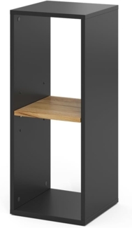 Bücherregal Tomy Anthrazit/Goldkraft Eiche 30 x 74 cm mit 2 offenen Fächern Vicco