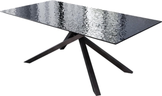 Esstisch Edge 200x100 Reliefglas Rauchschwarz 3D-Design Kreuzgestell Rechteck Schwarz