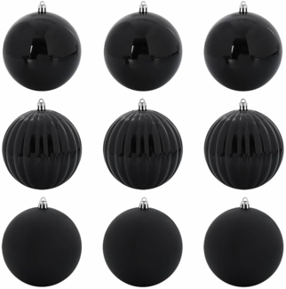 vidaXL Weihnachtskugel-Set 9 pcs Schwarz Kunststoff 42018858