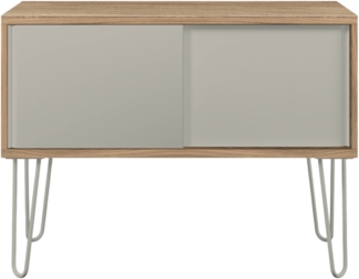 Bisley MultiRange Sideboard in Nussbaum-Lichtgrau - Büroschrank mit Schiebetüren 100cm breit, Retro-Design Kommode aus Holz & Metall, Schrank für Ordner, Bücher & Büro-Material, MS1007H-NW-645