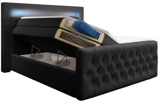 Boxspringbett Sonno mit RGB, USB und Stauraum 160x200 Schwarz H3 (70-100kg)