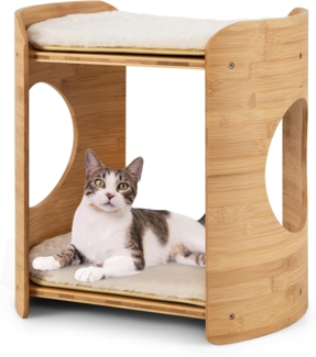 COSTWAY Katzenbett 2 Etagen Bambus 40x33x41cm