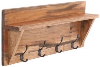 DESIGN DELIGHTS Wandgarderobe WANDGARDEROBE MIT REGAL "VINTAGE", 60x26cm (BxH), Kleiderhaken, Fa