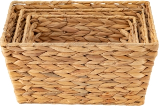 ECHTWERK Aufbewahrungskorb Rechteckiger Flechtkorb (Set, 3 St), aus Wasserhyazinthe, handgeflochten