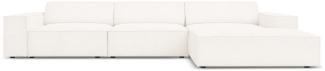 Micadoni 4-Sitzer Boucle Ecke rechts Sofa Jodie | Bezug Beige | Beinfarbe Black Plastic