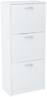 Home Collective Schuhschrank mit 3 aufklappbaren Schubladen, Schuhregal mit 3 Fächern 50 cm breit (platzsparende Schuhaufbewahrung, laminierte Platte) weiche abgerundete Kanten, matte Oberfläche, Weiß