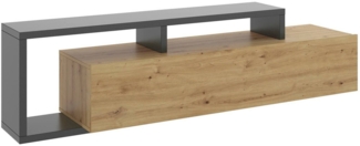 Dmora Argon TV-Ständer, niedriges Wohnzimmer-Sideboard, Wohnzimmer-Sideboard für Fernseher, 165 x 40 x 47 cm, Nodi-Eiche und Anthrazit