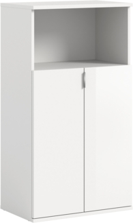 Schuhkommode (B/H/T: 60x110x37 cm) in weiß hochglanz