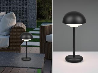 TRIO Leuchten LED Tischleuchte Elliot, USB-Anschluss mit Ladefunktion, mehrere Helligkeitsstufen, LED fest integriert, Warmweiß, In-Outdoor Tischlampe Pilzform 30cm, 3Dimmstufen, Akku,USB-C Ladekabel