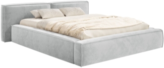 Selsey 'Tilves Low'Polsterbett 140x200 mit Bettkasten und Lattenrost, Velours, hellgrau