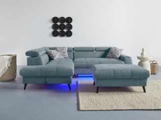 COTTA Ecksofa Mia L-Form, 3-tlg.-Kissen-Set, Ottomane, wahlweise mit oder ohne RGB-Beleuchtung