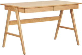 Schreibtisch heller Holzfarbton 120x70 cm 2 Schubladen SHESLAY