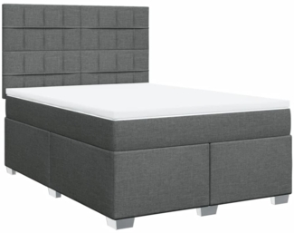 vidaXL Boxspringbett mit Matratze Dunkelgrau 160x200 cm Stoff 3290540