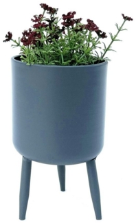 DanDiBo Blumentopf mit Füßen Pflanztopf Blumenkübel mit Beinen Metall Grau 17 cm 96260 S Modern Pflanzenständer