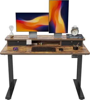 Höhenverstellbarer Elektrischer Stehtisch Doppelschublade 120x60 cm Büro