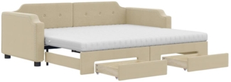vidaXL Tagesbett Ausziehbar mit Schubladen Creme 90x200 cm Stoff 3197692