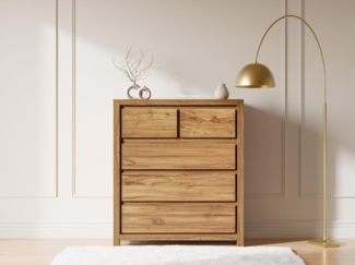 Vente-unique - Kommode mit 5 Schubladen - Teakholz - Holzfarben - ALEMIA