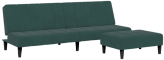 vidaXL Schlafsofa 2-Sitzer mit Fußhocker Dunkelgrün Samt 3258094