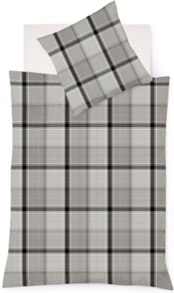 Fleuresse Lech Edelflanell Bettwäsche 135x200 Karo grau platin silber 604385-07