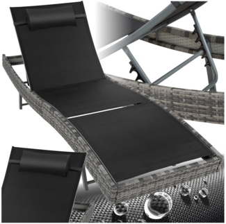 tectake Gartenliege Rattan Sonnenliege, 1 St, Moderne Sonnenliege mit sechsfach verstellbarer Rückenlehne