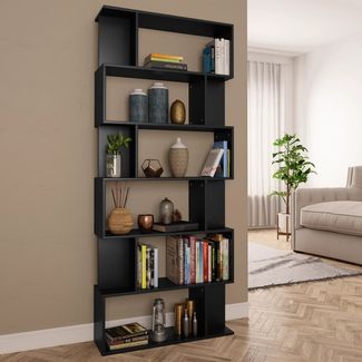 Bücherregal | Raumteiler Regal Schwarz 80x24x192 cm Holzwerkstoff