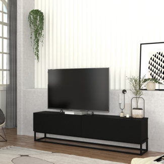 TV-Lowboard Nolven langes Gestell 180 x 32 x 47 cm Schwarz [en. casa]