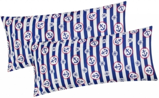 Heubergshop Kissenbezug, (2 Stück), 2er Set 40x80cm Kissenhülle Anker Streifen (600/140x80)