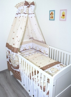 Primawela Babybettwäsche Baby Bettset- 6 teiliges Set mit Vollstoff Himmel Bettwäsche Nestchen