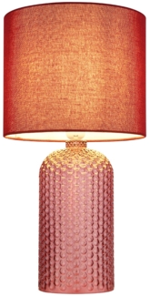 Tischleuchte, Glas Textil, rot, H 50 cm