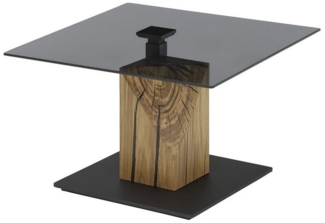 freiraum Couchtisch BALSTA, höhenverstellbar, Rollen, Eiche / schwarz / Glas - 70x45/63x70 (BxHxT)