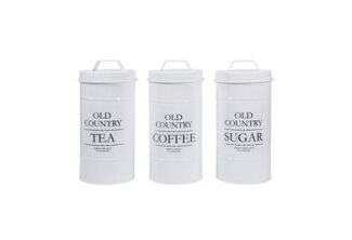 Neuetischkultur Vorratsdose Vorratsdosen 3er-Set Landhaus Weiß, Eisen, (Set, 3-tlg, 3 Vorratsdosen), Metall Kaffeedose Teedose Zuckerdose
