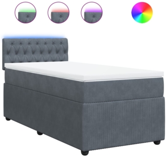 vidaXL Boxspringbett mit Matratze Dunkelgrau 80x200 cm Samt 3289897
