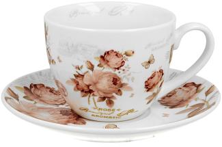 DUO FLORAL Tasse mit Untertasse 250 ml SECESSION, New Bone China Porzellan