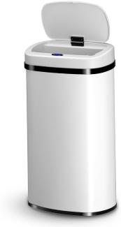 Juskys Automatik Mülleimer mit Bewegungssensor, wasserdicht, Stahl, Weiß, 60 Liter