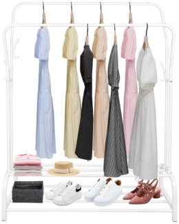 JEOBEST Kleiderständer Garderobenständer,Kleiderstange,Freistehender Doppelruten Kleiderbügel