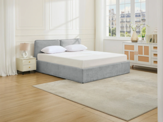 Vente-unique - Bett mit Stauraum mit abnehmbarem Bezug – 180 x 200 cm – Stoff – Hellgrau – TENESE