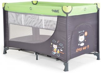 Moni Reisebett Tommy, 2 Ebenen Faltmatratze Seiteneingang Tragetasche Laufstall grün