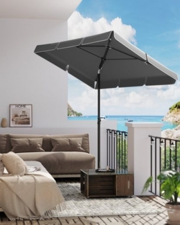 Songmics Sonnenschirm, mit Aufbewahrungstasche, ohne Ständer, UPF 50+, Stahl / Polyester, Grau, 200 x 125 cm