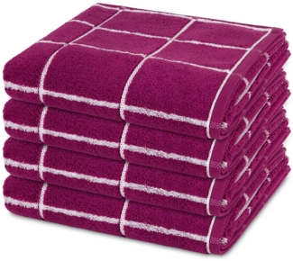 Ross Sensual Skin Karo 4 tlg. Frottier-Set - 4 X Handtuch (50 X 100cm) - 500 - Fuchsia