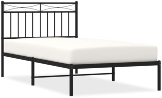 vidaXL Bettgestell mit Kopfteil, Metall, Schwarz, 100x190 cm